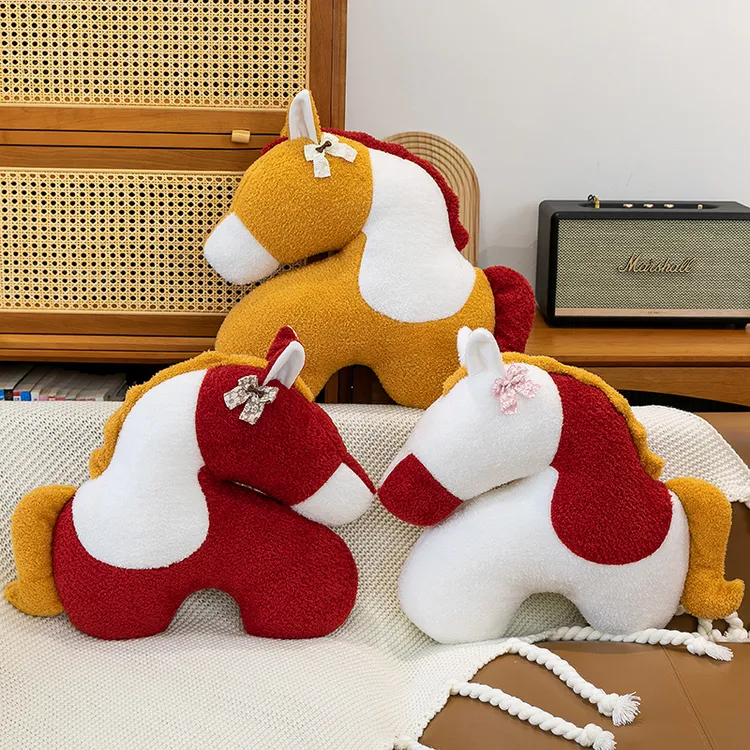 可爱多功能U型枕靠垫小马毛绒玩具公仔抱枕儿童礼物居家装饰玩偶