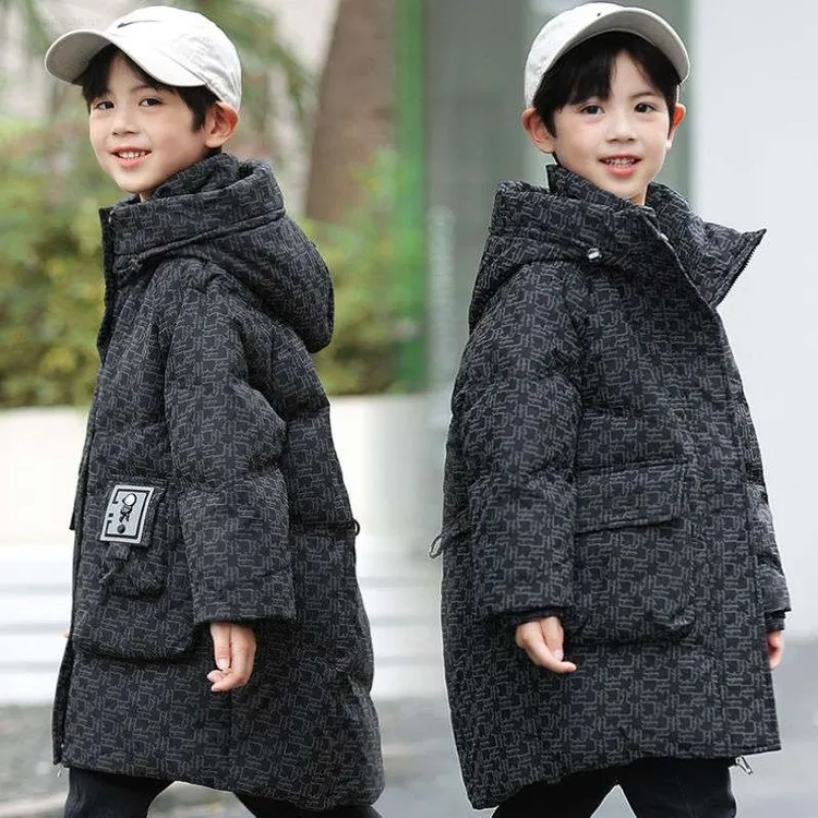 巴拉扣扣儿童羽绒服男童2025新款中长款中大童韩版加厚宽松男孩外