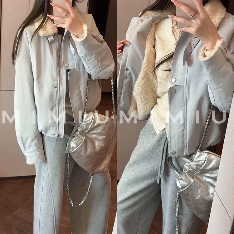 【mimius】P 通勤减龄毛毛拼接翻领外套 G10199