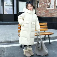2025冬季新款女大童加厚羽绒服时尚连帽宽松中长款