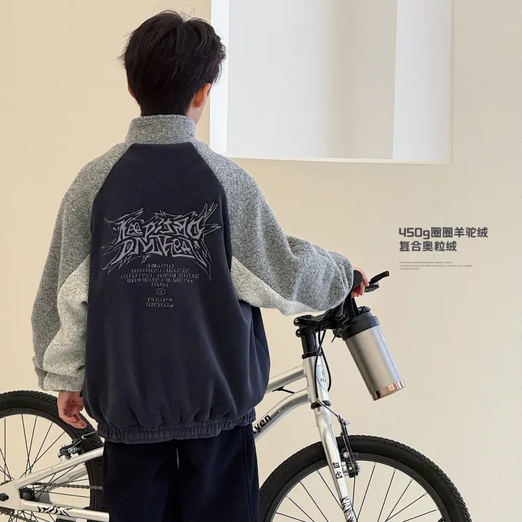 儿童加绒外套冬装新款中大童潮酷保暖儿童帅气男孩加厚上衣AB1186