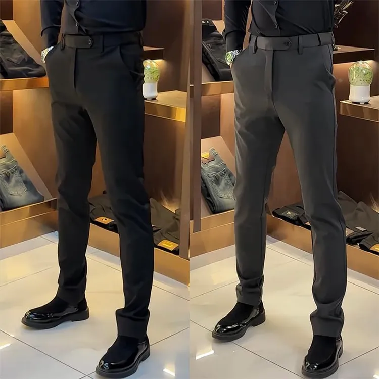 男士高档商务休闲裤春秋新品欧货轻奢净版西裤百搭修身中腰锥形裤
