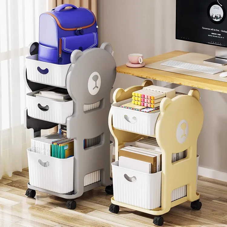 书包置物架可移动小推车家用多层放书包桌下滑轮柜学生书本收纳架