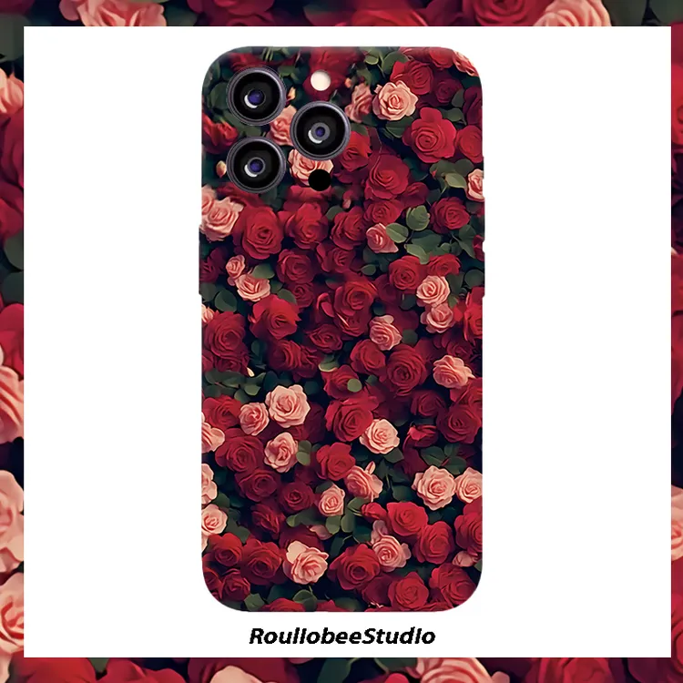 高级感红玫瑰适用苹果17/16promax菲林手机壳华为vivo小米15oppo
