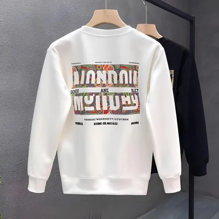 2024年春秋季新款卫衣男潮牌ins高端印花宽松休闲套头圆领上衣服