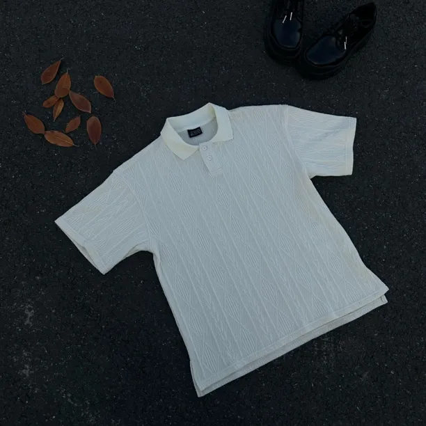 麻瓜兄弟肌理感针织短袖POLO衫男士夏季潮牌宽松休闲透气翻领T恤