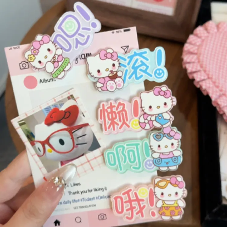 亚克力糖果色文字猫咪发夹日系甜美百搭少女风侧边鸭嘴夹发卡发饰