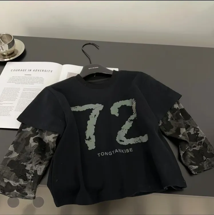 【迷彩拼接】百搭纯棉长袖男童T恤春秋韩版圆领休闲风秋季宽松潮流