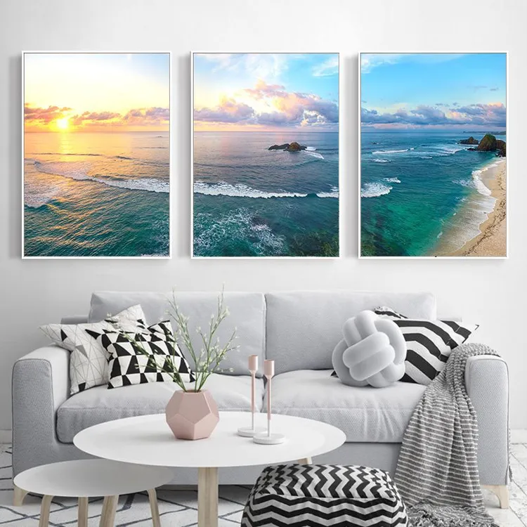 卧室餐厅客厅简约时尚装饰画单幅喷绘海景山水风景画沙发背景挂画