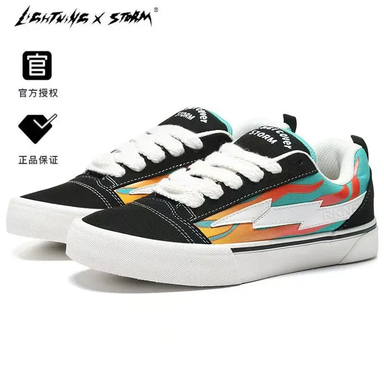 LightningXstorm毕加索闪电火焰面包鞋潮男情侣百搭高颜值厚底鞋