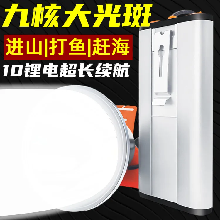 强光分体式头灯超亮户外远射超长续航可充电头戴式夜钓鱼腰挂矿灯