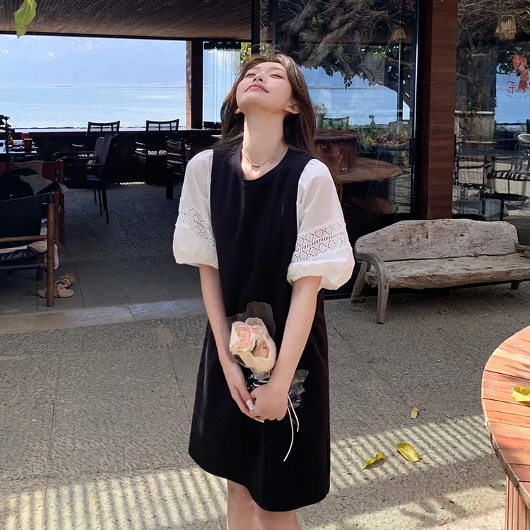 超好看独特漂亮小个子大方得体穿搭蕾丝拼接女生韩系ins衣服