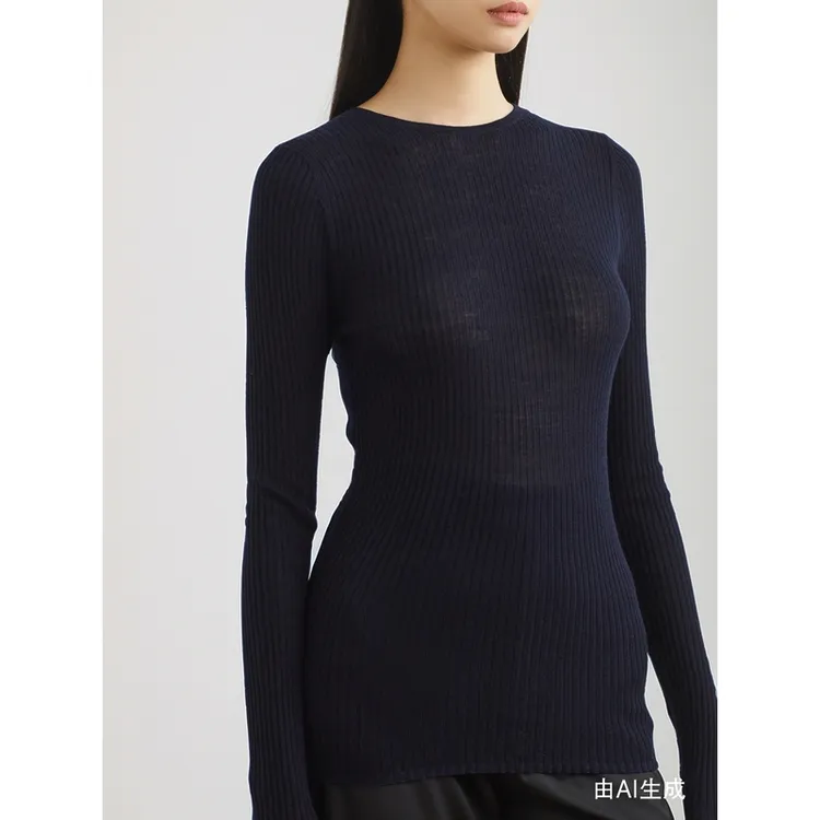 Tibi秋冬女罗纹针织绵羊毛打底衫毛衣