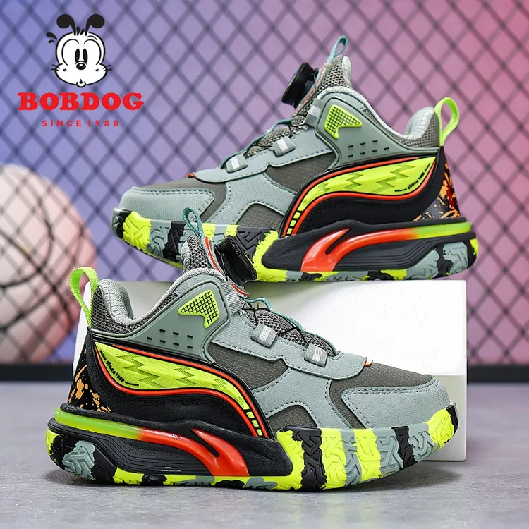 巴布豆童鞋男童运动鞋2025春秋新款皮面防水中大童休闲儿童篮球鞋