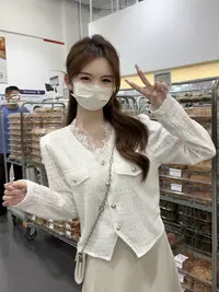 2025秋冬新款胖mm大码女时尚纯欲风蕾丝边方格气质针织衫
