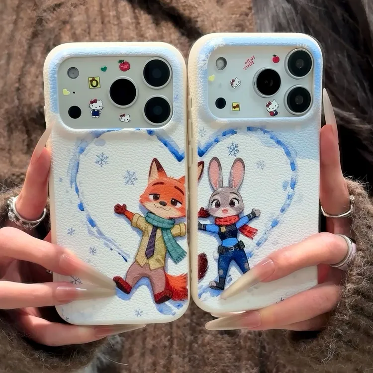 雅天立雪地爱心尼克朱迪适用苹果17皮纹手机壳华为vivoppo小米15