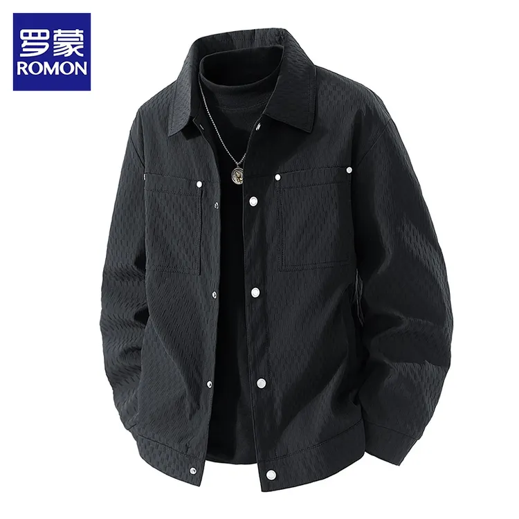 罗蒙春秋季新款夹克外套潮流时尚休闲宽松痞帅工装百搭夹克外套男