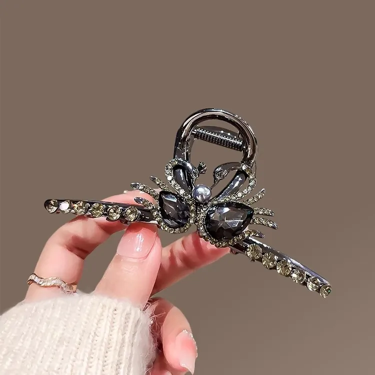 优雅韩式时尚新款天鹅爱心合金抓夹女气质盘发鲨鱼夹