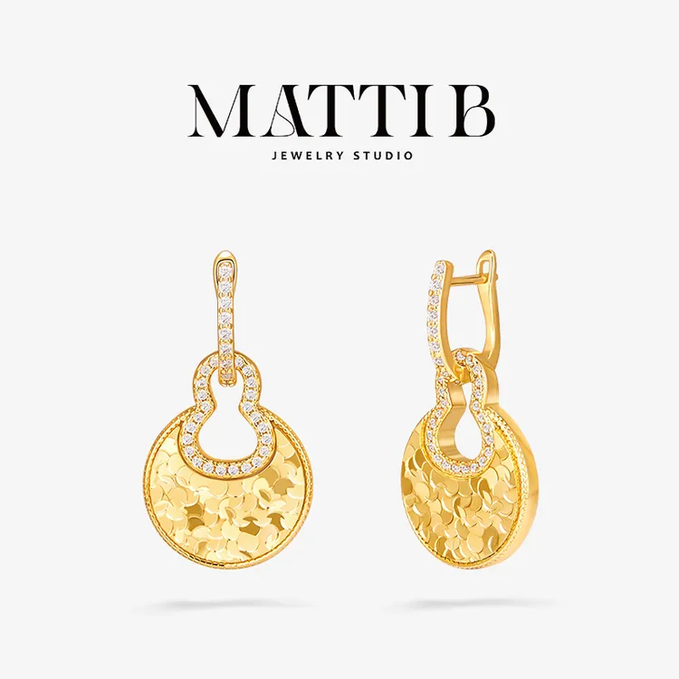 铜合金合成锆石耳饰 小众可两戴高端碎冰葫芦耳环女爆款耳扣2083 