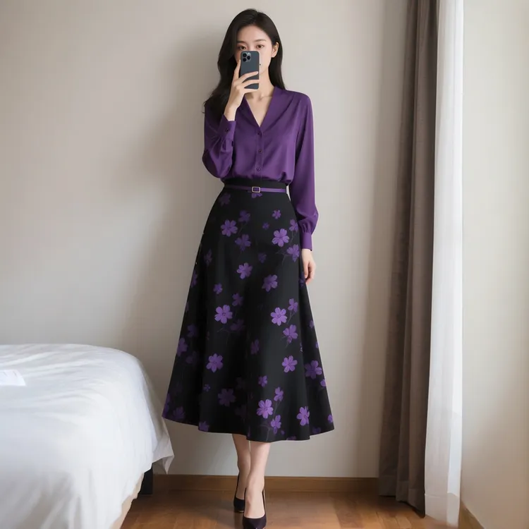 秋装新款女装时尚法式复古高级感长袖两件套装半身裙子优雅小香风