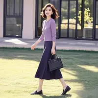 ZZS001v领温柔风紫色针织毛衣女早秋季早秋穿