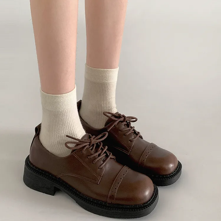 复古英伦风粗跟深口小皮鞋女款2025新款夏季配裙子超火玛丽珍单鞋