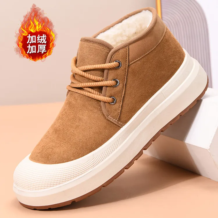 冬季一脚蹬男女同款雪地靴户外棉靴加绒保暖棉鞋加厚底防滑马丁靴