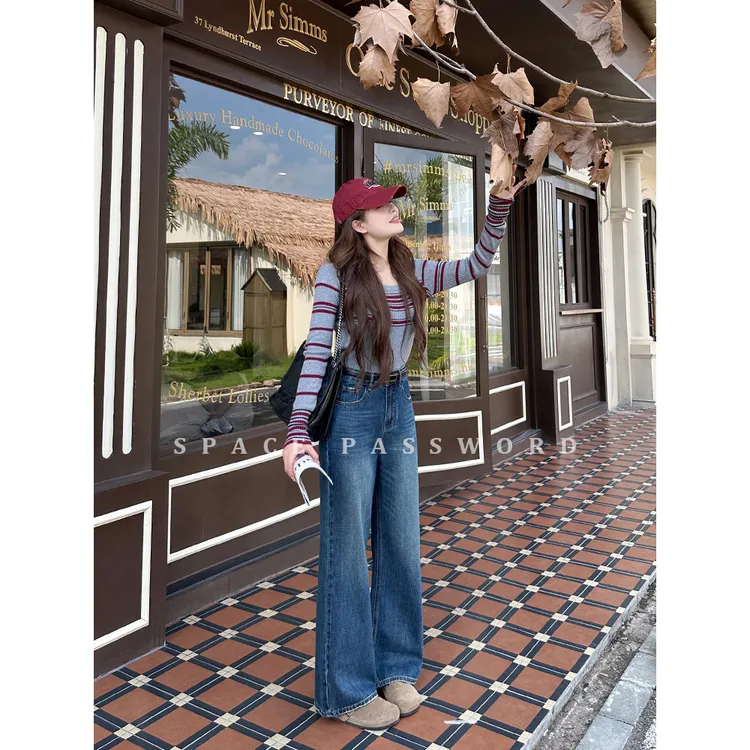 阔腿裤女款爆款2025新款牛仔裤百搭窄版直筒高腰通勤裤子秋冬女装