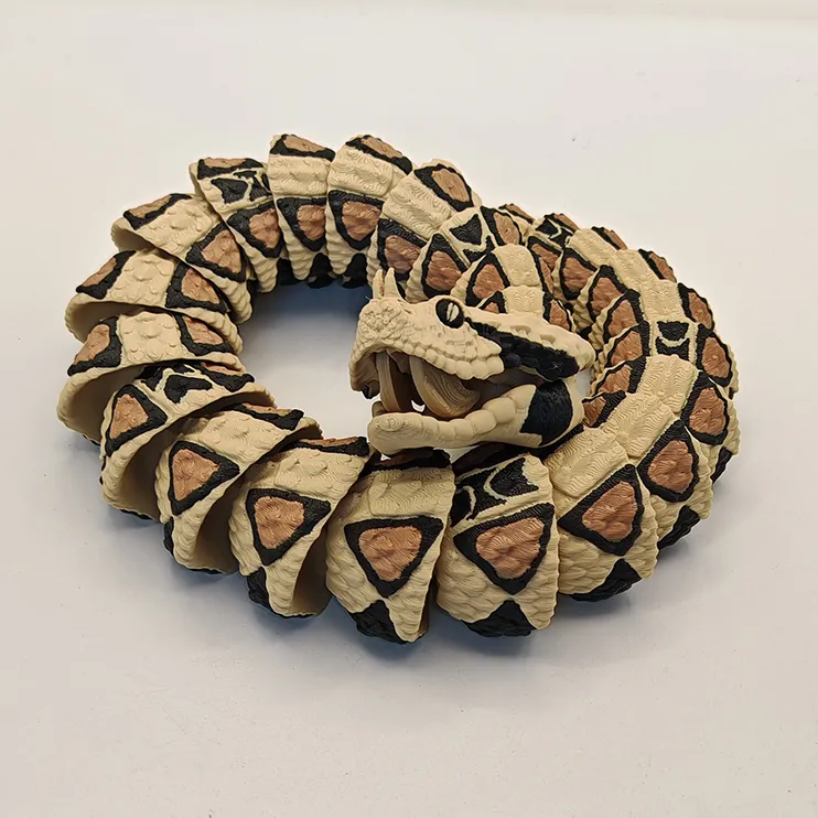 3D打印五步蛇仿真模型带牙齿尖吻蝮玩偶灵活可动玩具51厘米