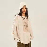 NSTNEW START发芽计划“花艺师印花设计感宽松慵懒圆领长袖针织衫.