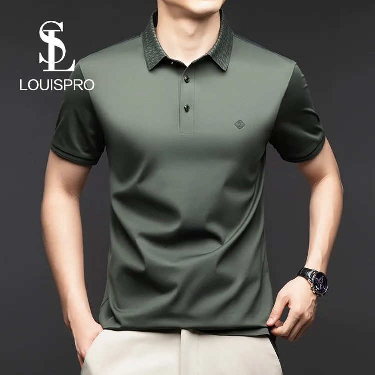 Louispro【含桑蚕丝】夏季新款T恤男高端商务休闲百搭短袖polo衫