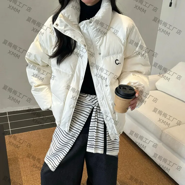 XMM.【C字缎面90绒羽绒服】女加厚立领冬季厚款百搭休闲时尚-H77128