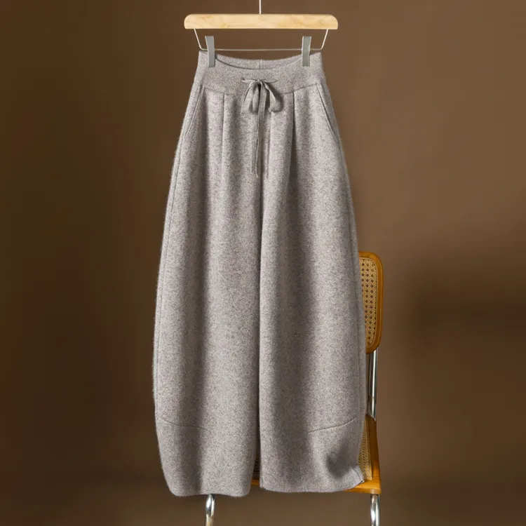 浣熊羊毛秋冬加厚9分气球裤阔腿裤2025设计小众炸街冬天网红裤子