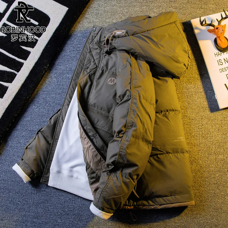 罗宾汉/ROBINHOOD冬季潮牌棉服男士冬装防风保暖休闲连帽加厚外套