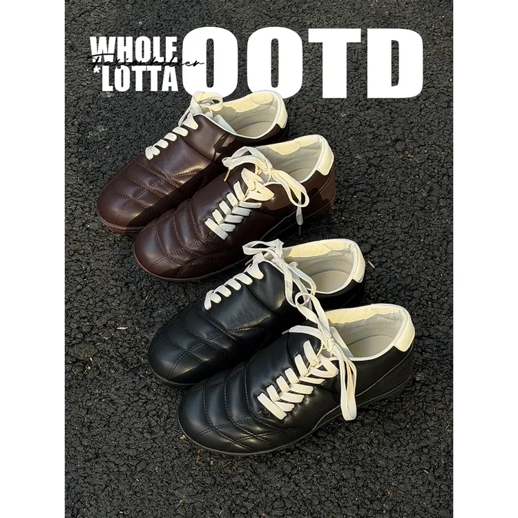 aoyo美式复古赛车鞋新款冬季轻便斜系带运动休闲足球鞋男鞋德训鞋