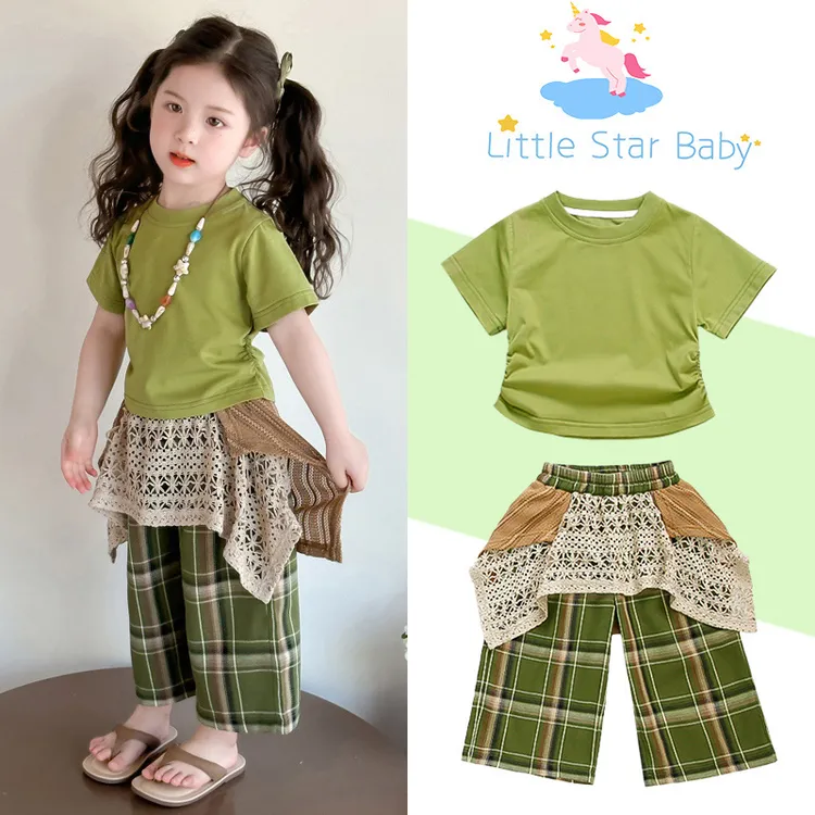 女童夏装套装2025新款小女孩洋气民族风阔腿裤夏季儿童宝宝拍照服