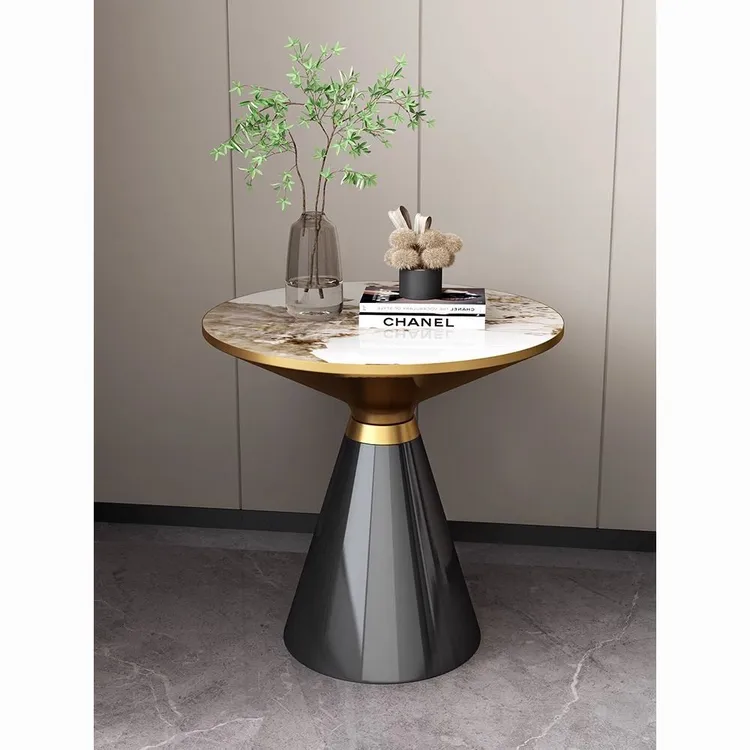 轻奢洋气岩板圆边几现代简约新款角几客厅家用沙发茶几圆形小圆几