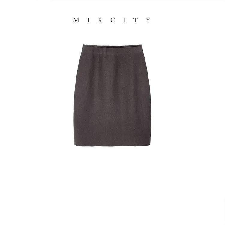 【MIXCITY亚楠家】千金裙◆四平针精纺扬子高腰显瘦羊毛半身裙9302