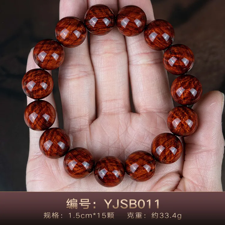 印度小叶紫檀男士木手串15mm满水波纹文玩把玩件正品1.5cm手链