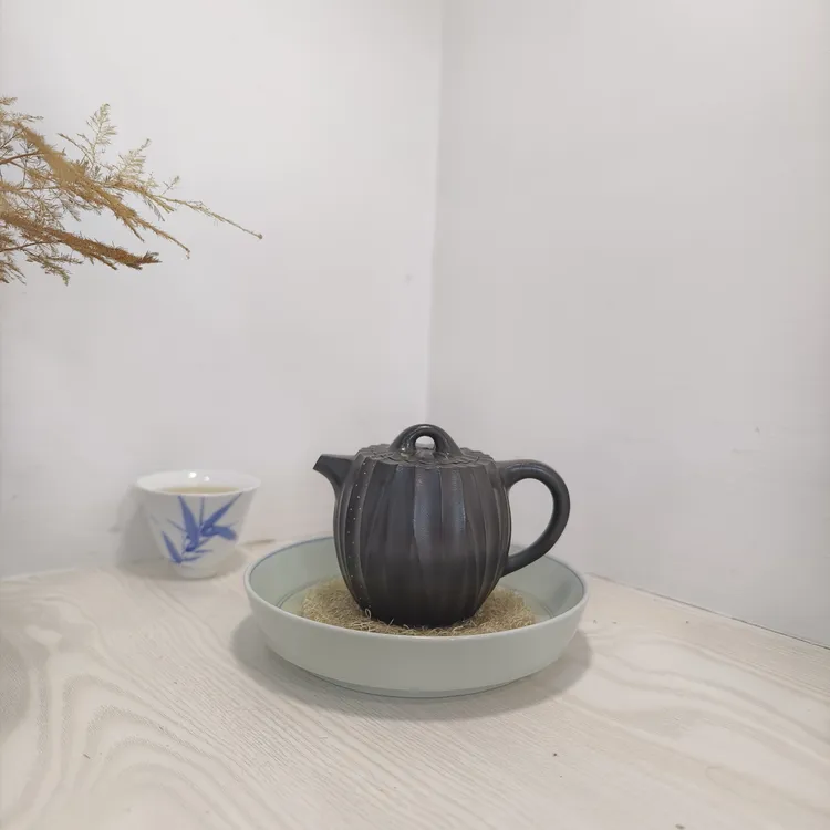 泡茶实用茶具刘海清老师墨绿泥筋纹器人生百味壶容量210cc纯手工