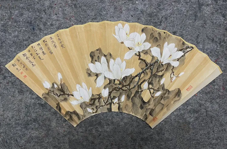 青崖集｜玉兰花扇 面已向丹霞生浅晕 故将清露作芳尘 95寸16方
