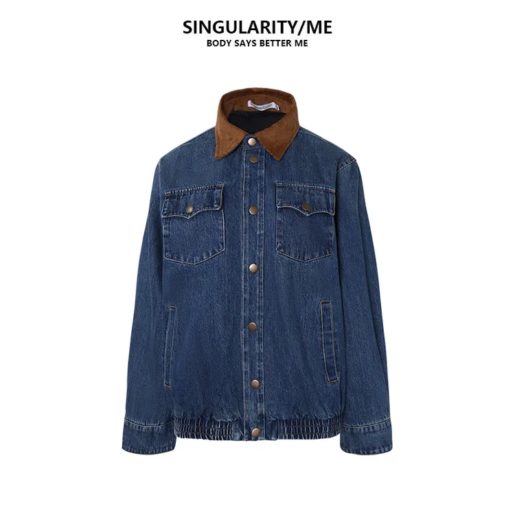 Singularity Me 9A 23909 灯芯绒翻领撞色宽松秋工装夹克牛仔外套