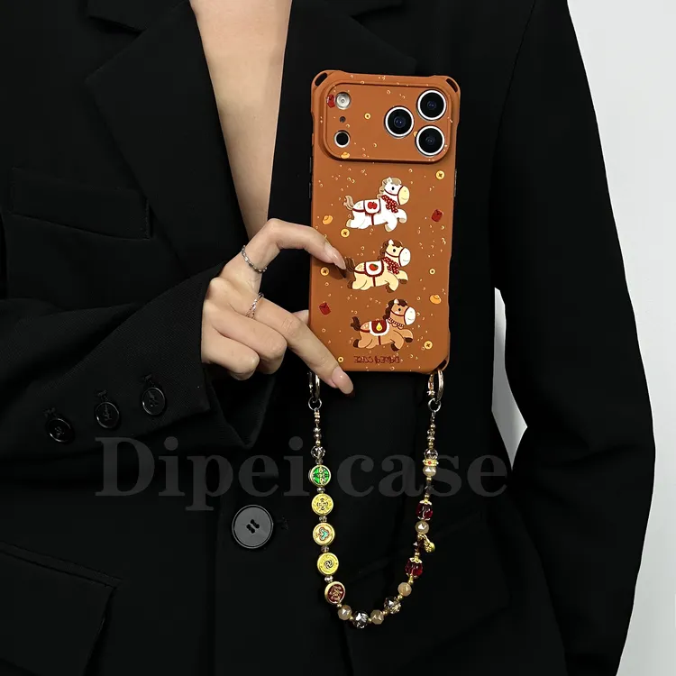 新款三越马开孔手机壳适用苹果iPhone17promax马年挂绳可斜挎防摔