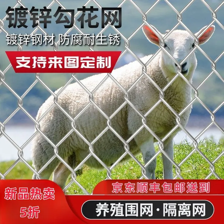 不锈钢勾花网菱形边坡防护镀锌铁丝钢丝果园栅栏圈地养殖隔离围栏