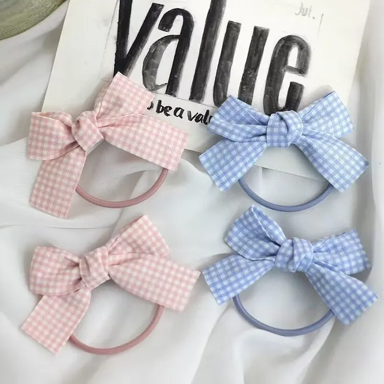 日系格子~蝴蝶结发圈头绳女甜美高颜值百搭马尾发绳皮筋饰品发饰