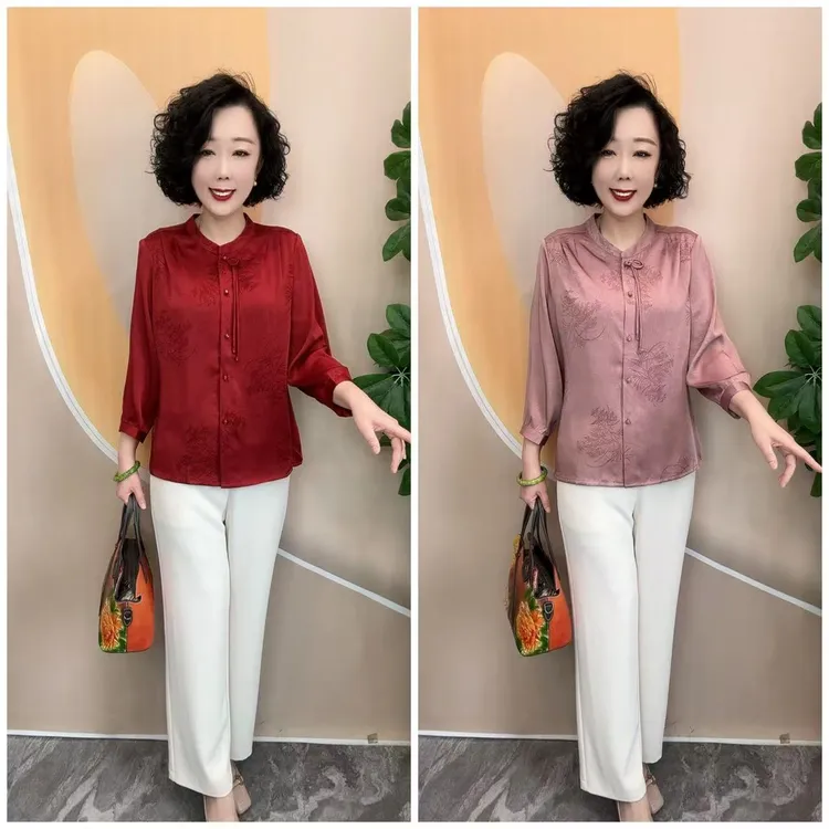 806夏新款竹叶中老年宽松大码薄款大方开衫上衣，衣长63