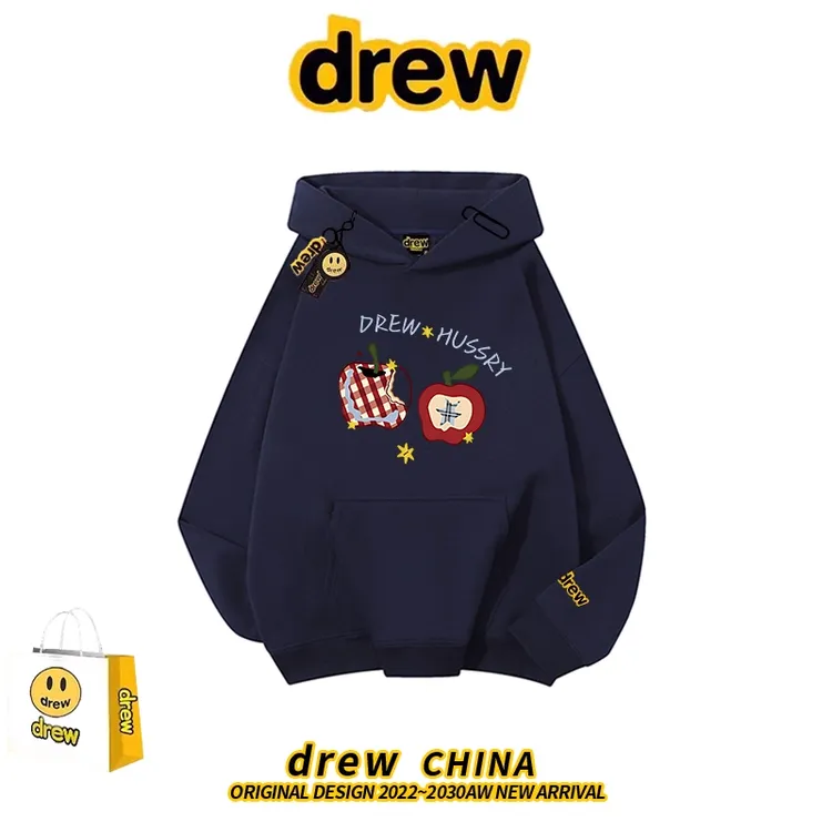drew美式潮牌重磅纯棉连帽加绒卫衣男女秋冬季学生宽松情侣装帽衫