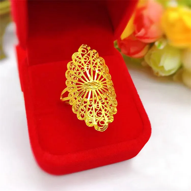 铜合金戒指 椭圆戒指指环女款小众高级设计开口夸张可调节妈妈款