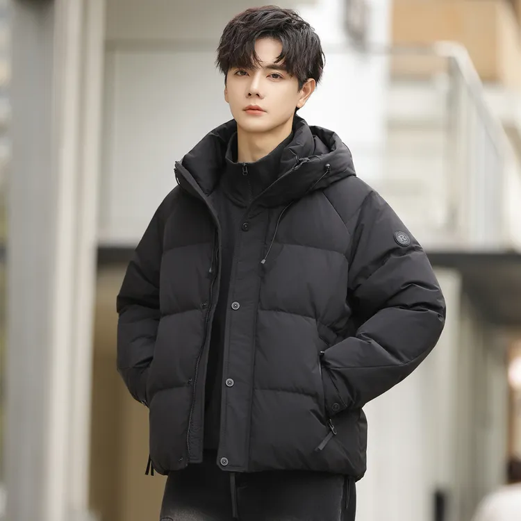 【极寒系列】冬季新款潮流加厚保暖宽松国标白鸭绒连帽羽绒服男730