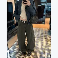 THEISSN宁司 军绿色阔腿休闲裤女秋季低腰宽松长款裤子 01437